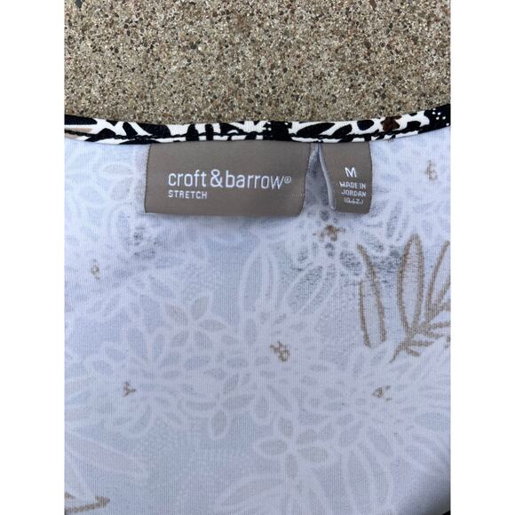 Croft & Barrow Top Women Size Medium Botanical Floral Stretch Sleeveless Blouse - Picture 3 of 4